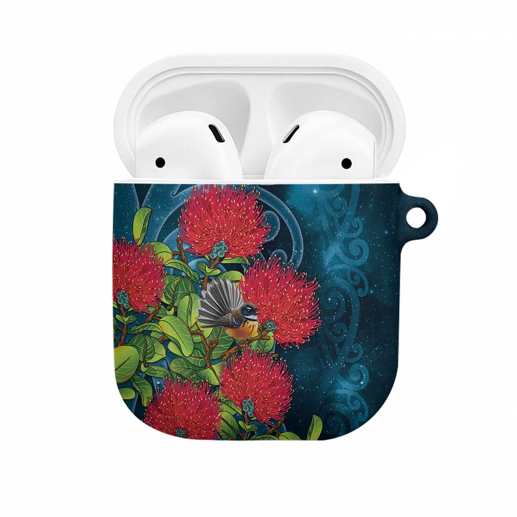 New Zealand Matariki Piwakawaka AirPods Case Maori Koru With Pohutukawa Flowers