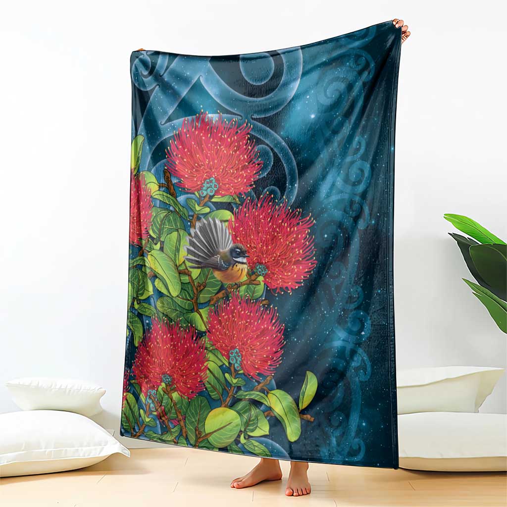 New Zealand Matariki Piwakawaka Blanket Maori Koru With Pohutukawa Flowers