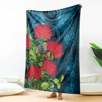 New Zealand Matariki Piwakawaka Blanket Maori Koru With Pohutukawa Flowers