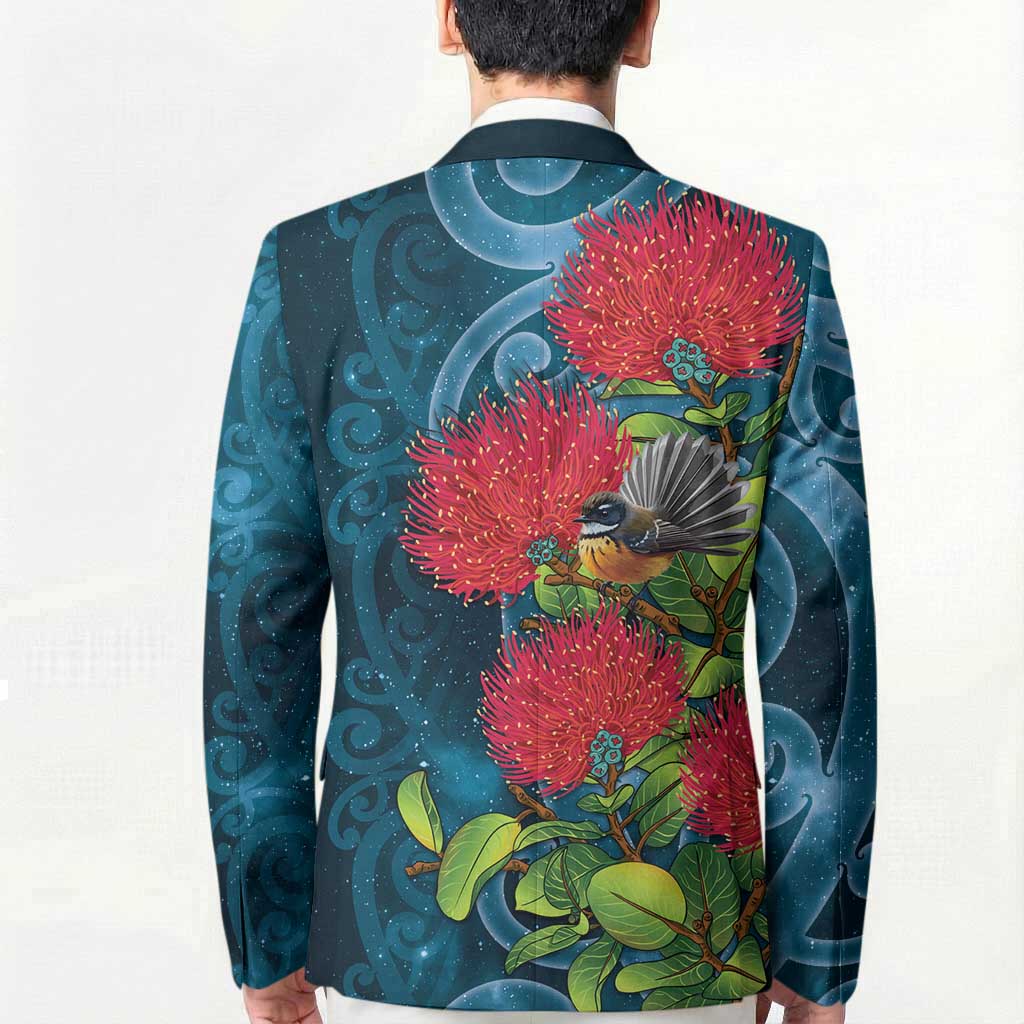New Zealand Matariki Piwakawaka Blazer Maori Koru With Pohutukawa Flowers
