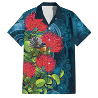 New Zealand Matariki Piwakawaka Family Matching Long Sleeve Bodycon Dress and Hawaiian Shirt Maori Koru With Pohutukawa Flowers