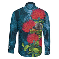 New Zealand Matariki Piwakawaka Family Matching Off Shoulder Short Dress and Hawaiian Shirt Maori Koru With Pohutukawa Flowers