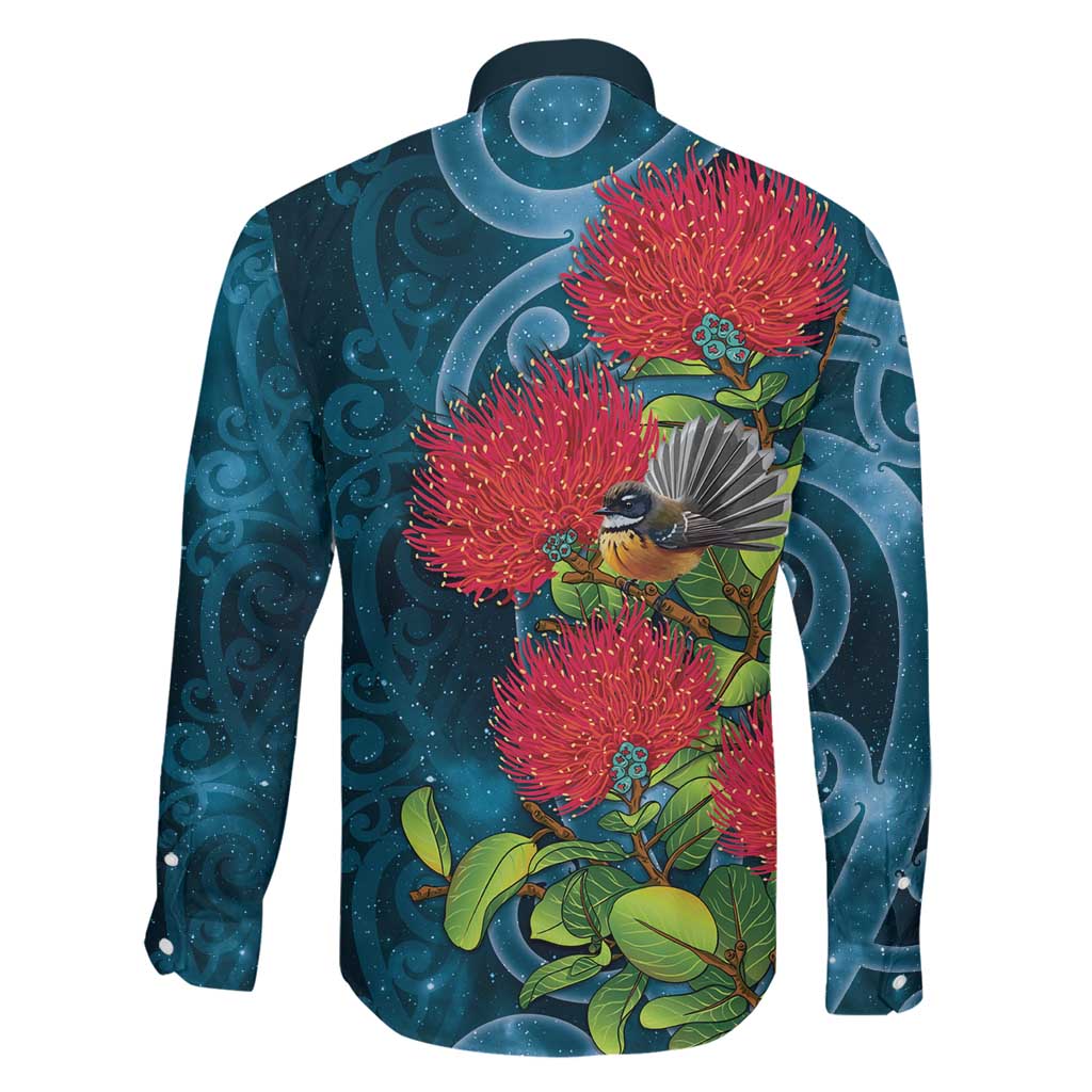 New Zealand Matariki Piwakawaka Family Matching Puletasi and Hawaiian Shirt Maori Koru With Pohutukawa Flowers