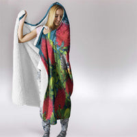 New Zealand Matariki Piwakawaka Hooded Blanket Maori Koru With Pohutukawa Flowers