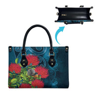 New Zealand Matariki Piwakawaka Leather Bag Maori Koru With Pohutukawa Flowers