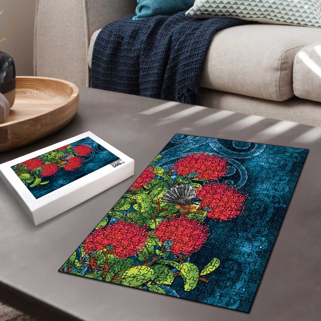 New Zealand Matariki Piwakawaka Puzzle Maori Koru With Pohutukawa Flowers