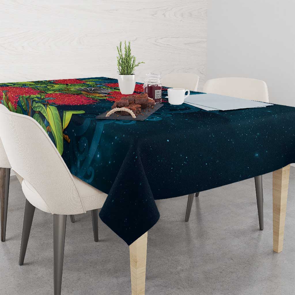 New Zealand Matariki Piwakawaka Tablecloth Maori Koru With Pohutukawa Flowers
