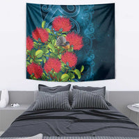 New Zealand Matariki Piwakawaka Tapestry Maori Koru With Pohutukawa Flowers
