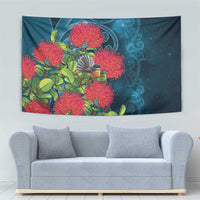 New Zealand Matariki Piwakawaka Tapestry Maori Koru With Pohutukawa Flowers