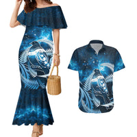 New Zealand Matariki Couples Matching Mermaid Dress and Hawaiian Shirt Pigeon Kereru Maori Fern Art