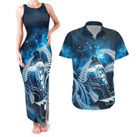 New Zealand Matariki Couples Matching Tank Maxi Dress and Hawaiian Shirt Pigeon Kereru Maori Fern Art