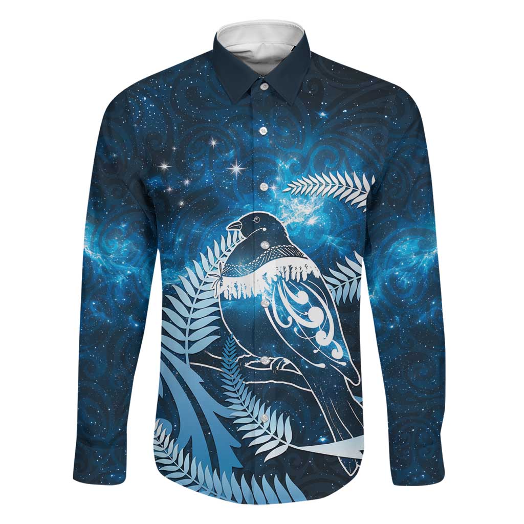 New Zealand Matariki Family Matching Long Sleeve Bodycon Dress and Hawaiian Shirt Pigeon Kereru Maori Fern Art