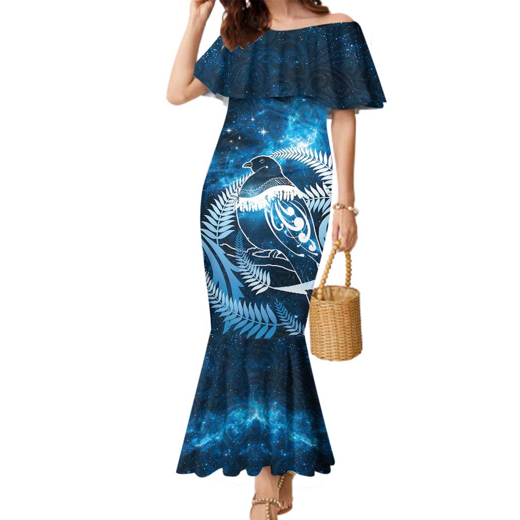 New Zealand Matariki Family Matching Mermaid Dress and Hawaiian Shirt Pigeon Kereru Maori Fern Art