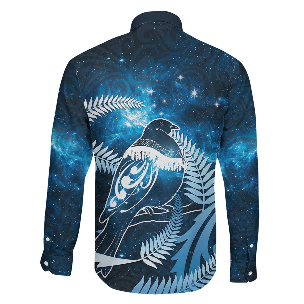 New Zealand Matariki Family Matching Off The Shoulder Long Sleeve Dress and Hawaiian Shirt Pigeon Kereru Maori Fern Art