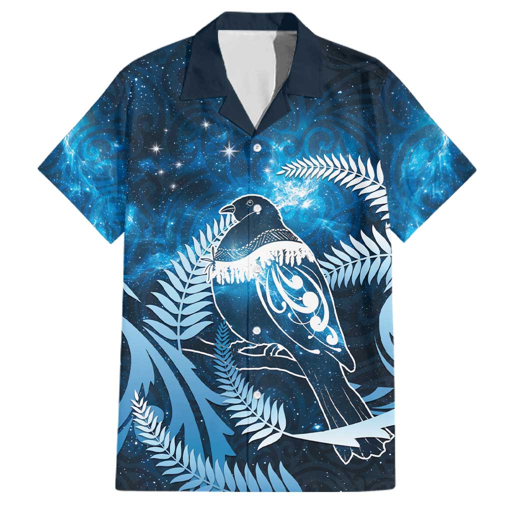 New Zealand Matariki Family Matching Short Sleeve Bodycon Dress and Hawaiian Shirt Pigeon Kereru Maori Fern Art