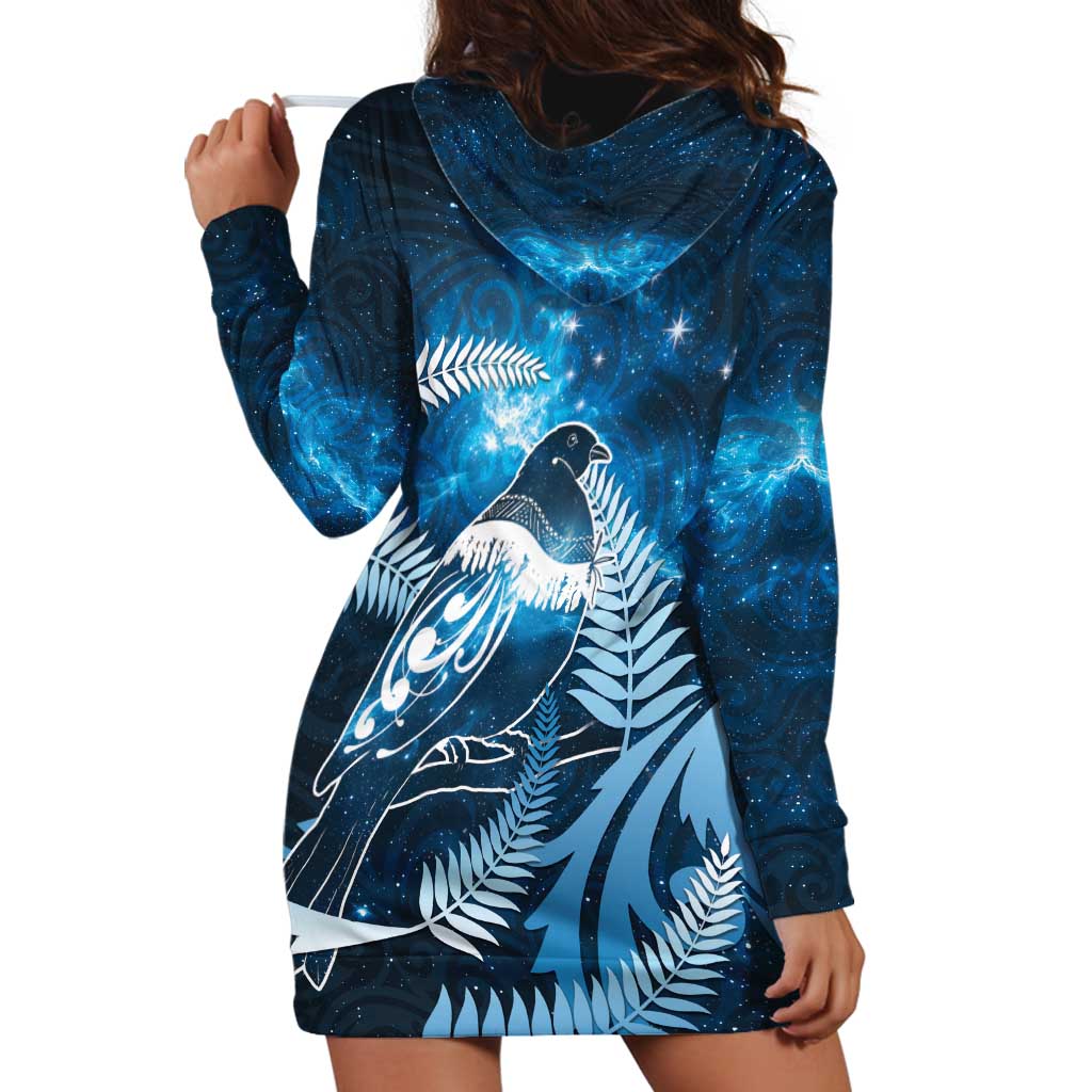 New Zealand Matariki Hoodie Dress Pigeon Kereru Maori Fern Art