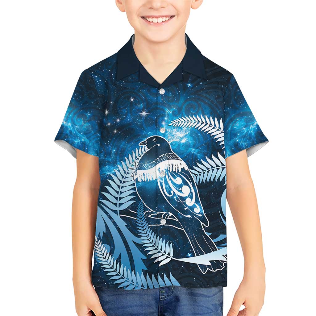 New Zealand Matariki Kid Hawaiian Shirt Pigeon Kereru Maori Fern Art