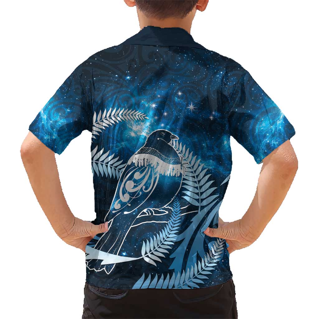 New Zealand Matariki Kid Hawaiian Shirt Pigeon Kereru Maori Fern Art