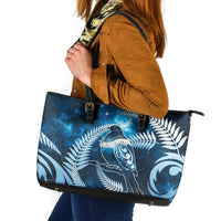 New Zealand Matariki Leather Tote Bag Pigeon Kereru Maori Fern Art
