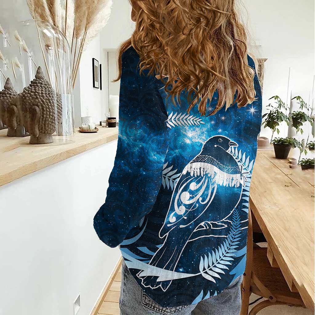 New Zealand Matariki Women Casual Shirt Pigeon Kereru Maori Fern Art