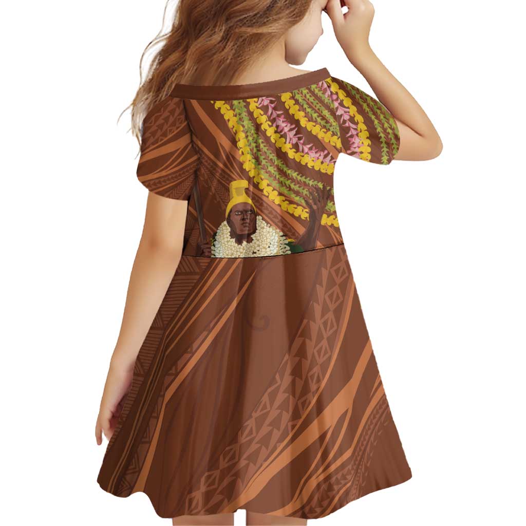Hawaii King Kamehameha Family Matching Off Shoulder Maxi Dress and Hawaiian Shirt Hawaiian Kakau Pattern With Leis