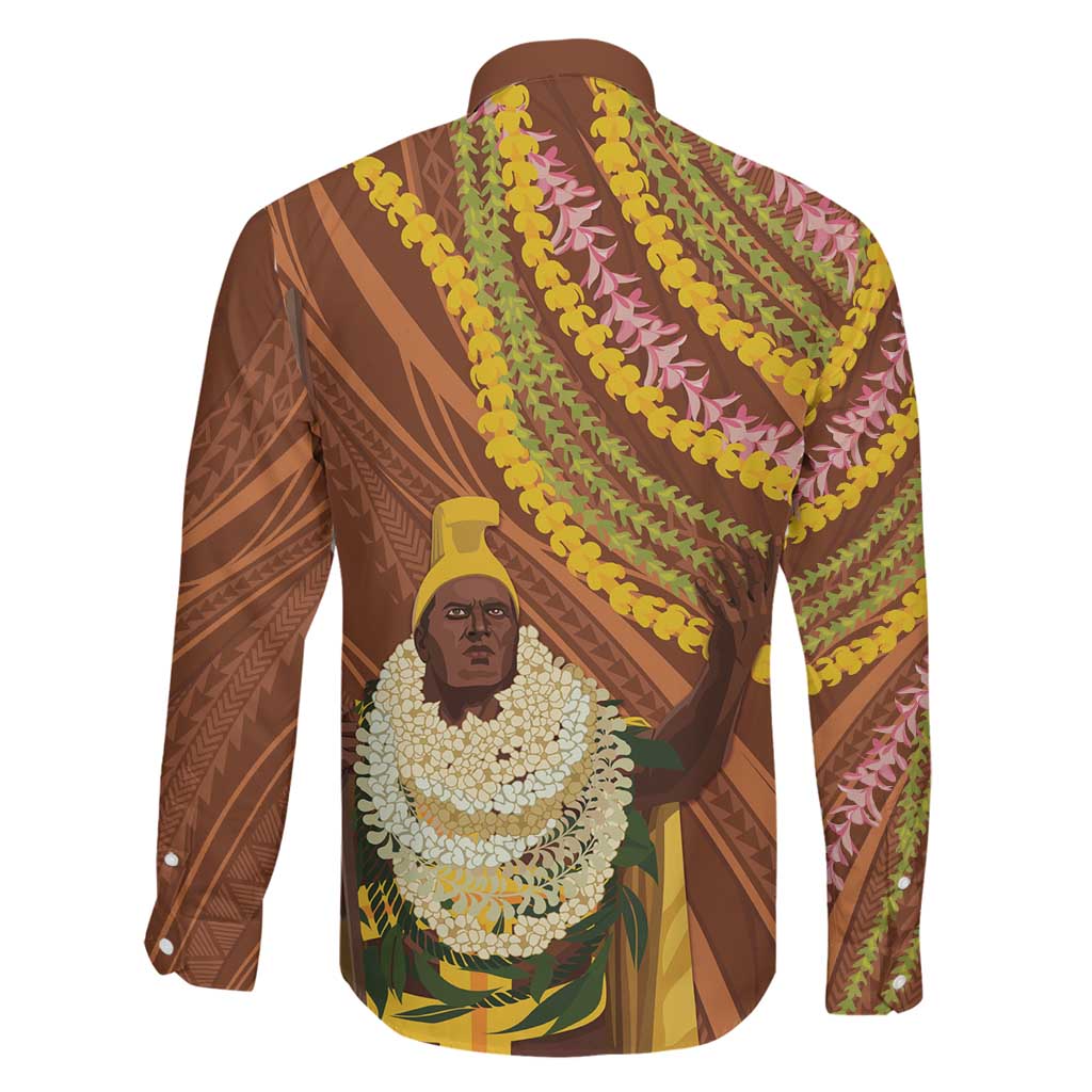 Hawaii King Kamehameha Family Matching Off Shoulder Maxi Dress and Hawaiian Shirt Hawaiian Kakau Pattern With Leis