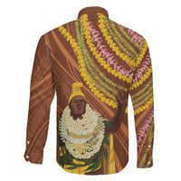 Hawaii King Kamehameha Family Matching Off Shoulder Maxi Dress and Hawaiian Shirt Hawaiian Kakau Pattern With Leis