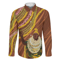 Hawaii King Kamehameha Family Matching Off Shoulder Short Dress and Hawaiian Shirt Hawaiian Kakau Pattern With Leis