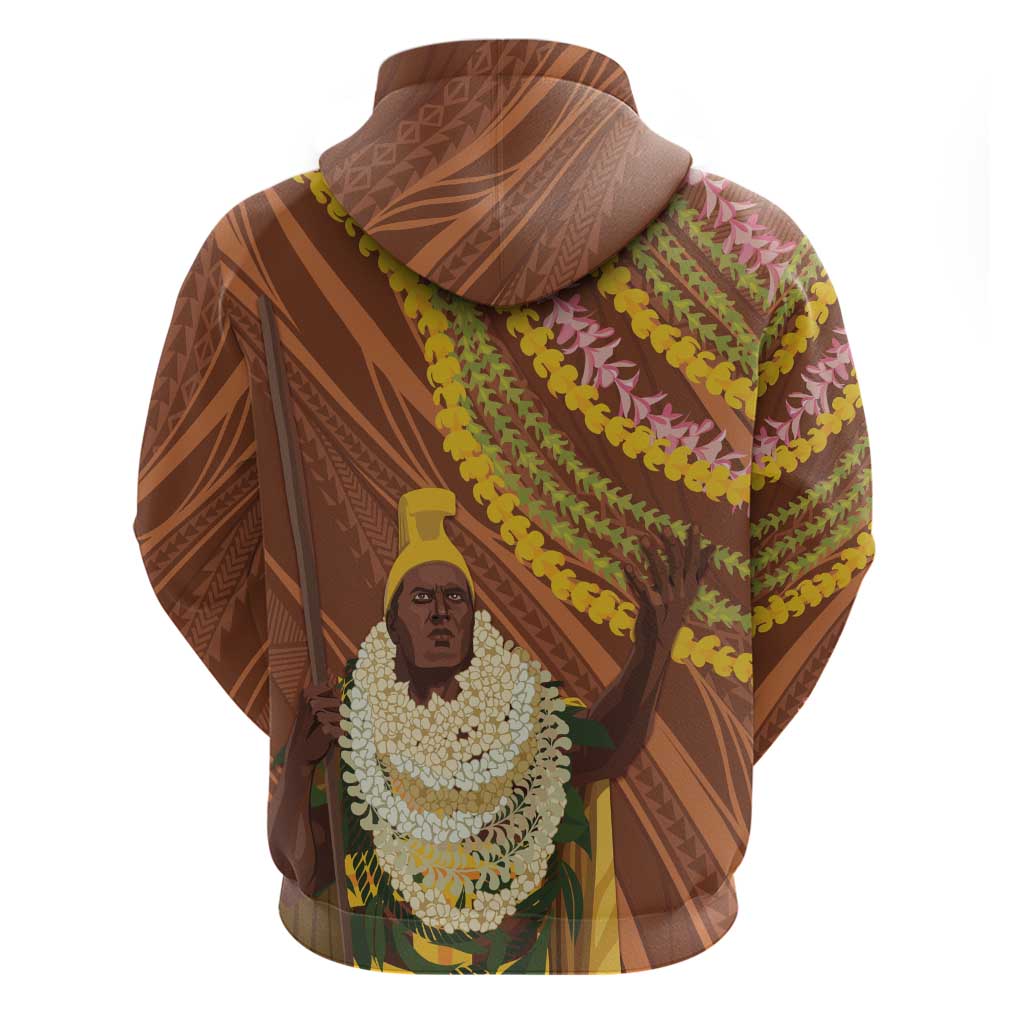 Hawaii King Kamehameha Hoodie Hawaiian Kakau Pattern With Leis LT05 - Polynesian Pride