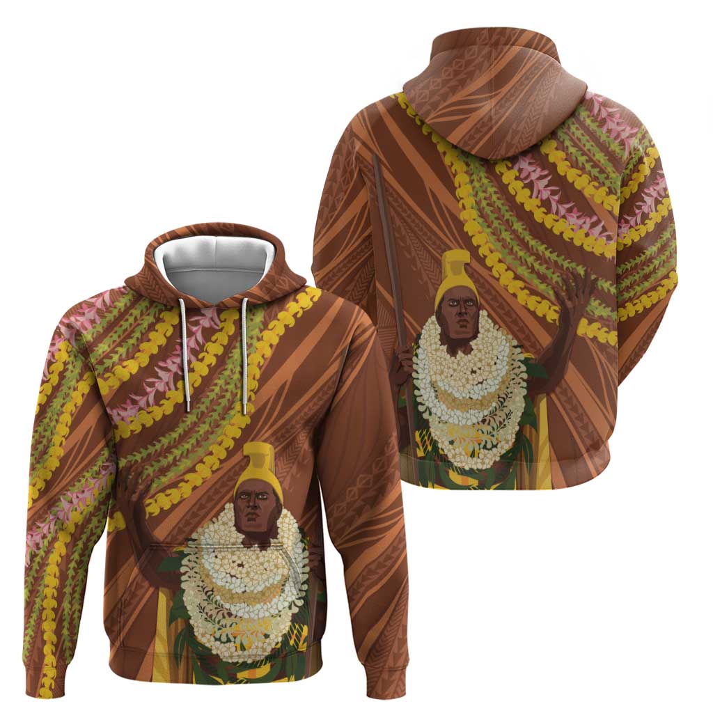 Hawaii King Kamehameha Hoodie Hawaiian Kakau Pattern With Leis LT05 - Polynesian Pride