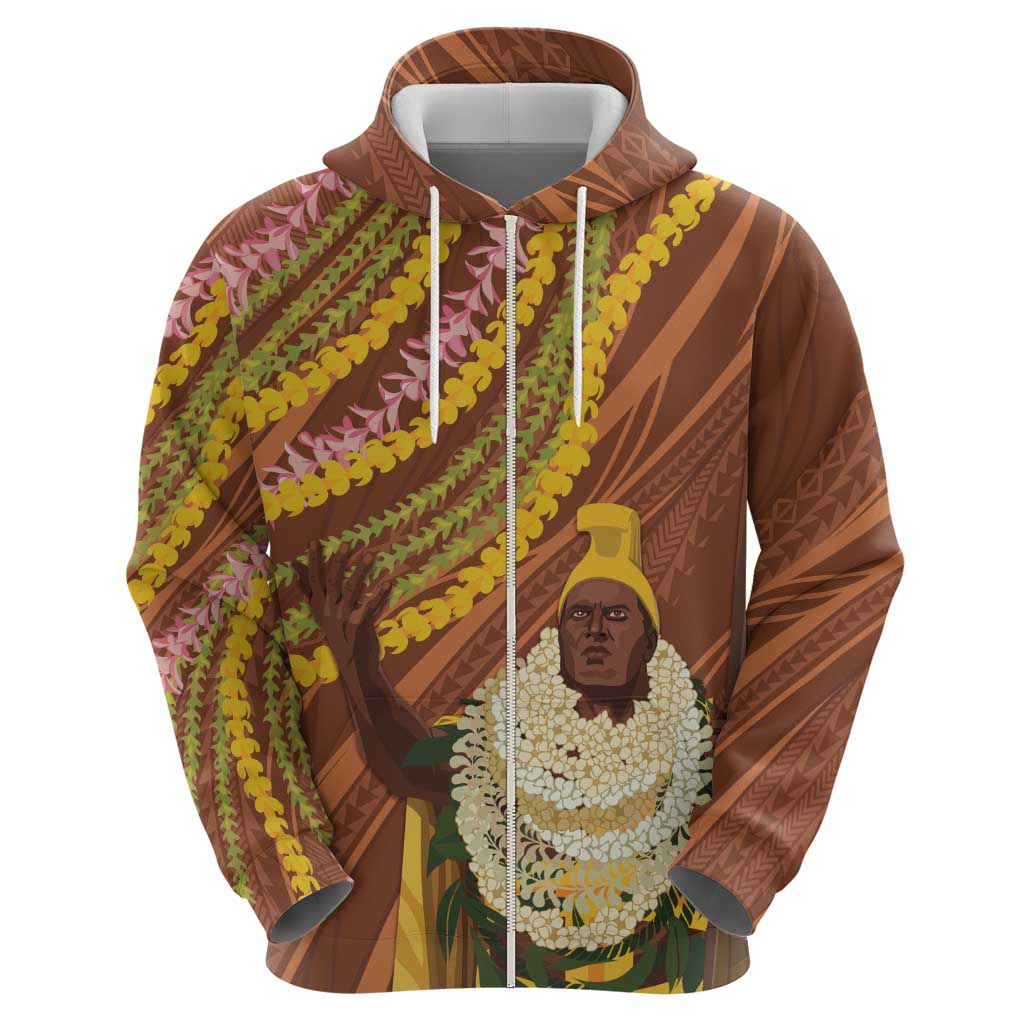 Hawaii King Kamehameha Hoodie Hawaiian Kakau Pattern With Leis LT05 - Polynesian Pride