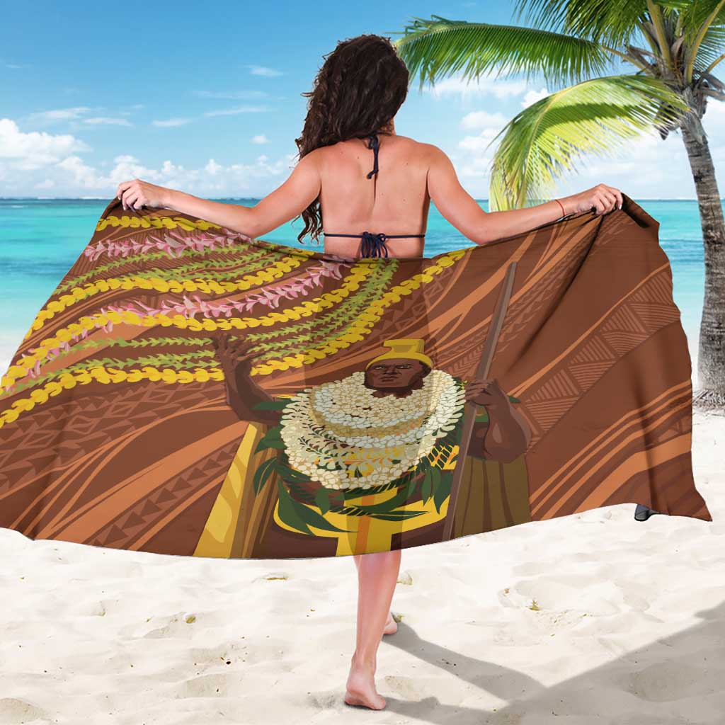 Hawaii King Kamehameha Sarong Hawaiian Kakau Pattern With Leis