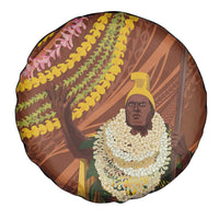 Hawaii King Kamehameha Spare Tire Cover Hawaiian Kakau Pattern With Leis