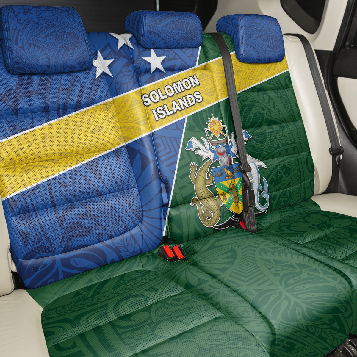 Solomon Islands Independence Day Back Car Seat Cover With Coat Of Arms