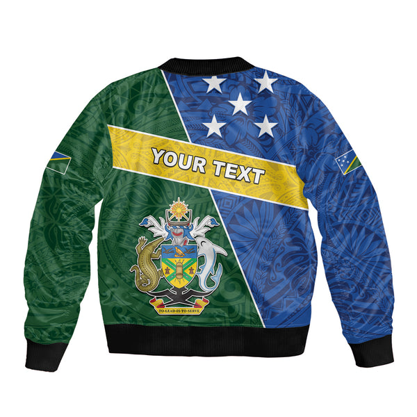 Solomon Islands Bomber Jacket Turtle Polynesian Tribal Coat Of Arms main image 1