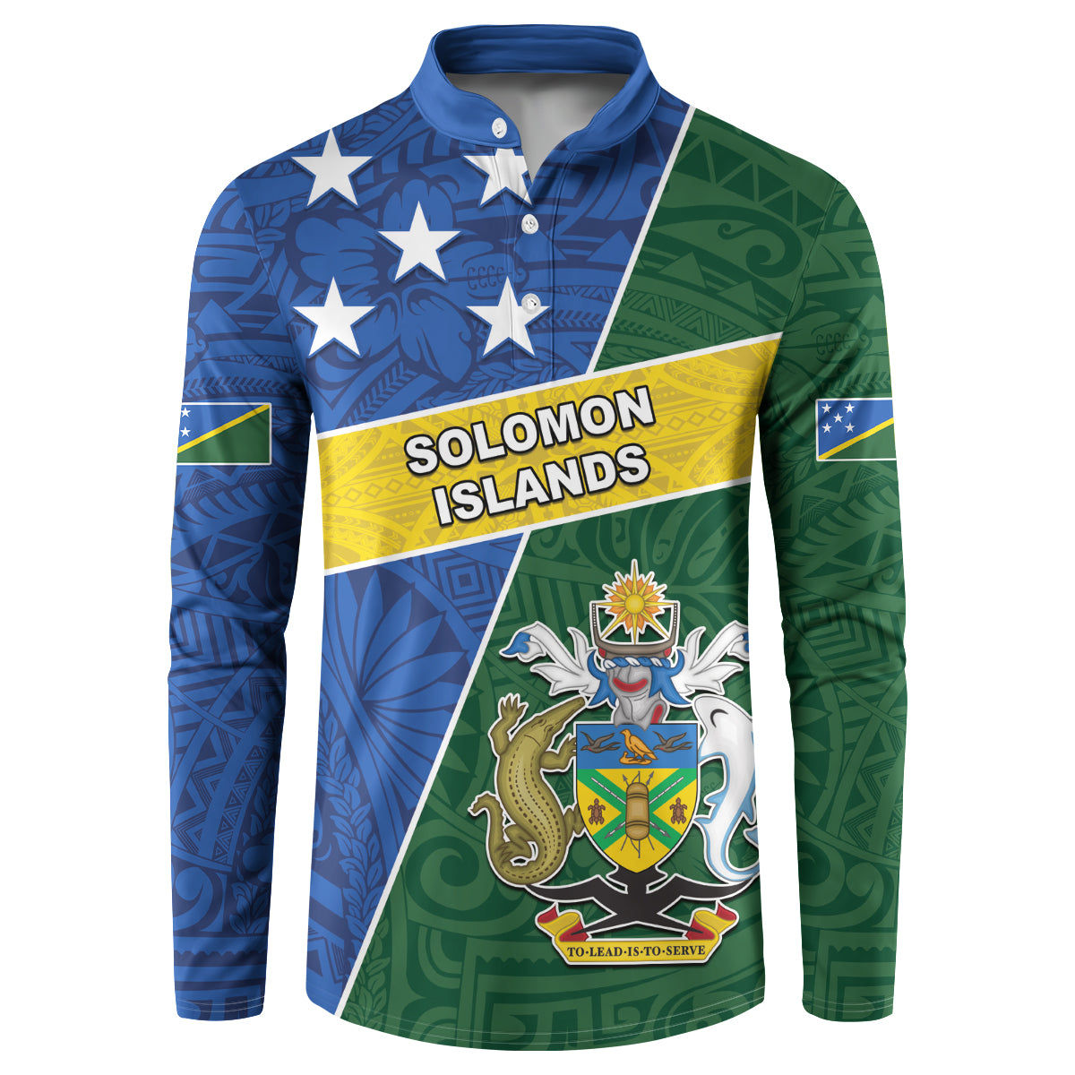 Personalised Solomon Islands Independence Day Button Sweatshirt With Coat Of Arms