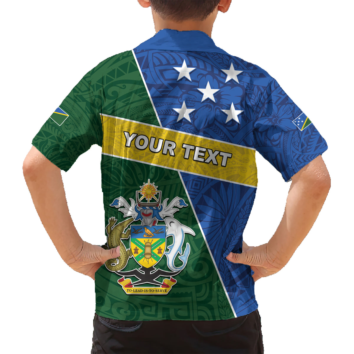 Personalised Solomon Islands Independence Day Family Matching Short Sleeve Bodycon Dress and Hawaiian Shirt With Coat Of Arms LT05 - Polynesian Pride