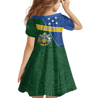 Personalised Solomon Islands Independence Day Family Matching Short Sleeve Bodycon Dress and Hawaiian Shirt With Coat Of Arms LT05 - Polynesian Pride