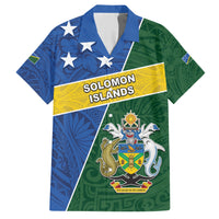 Personalised Solomon Islands Independence Day Family Matching Short Sleeve Bodycon Dress and Hawaiian Shirt With Coat Of Arms LT05 Dad's Shirt - Short Sleeve Green - Polynesian Pride