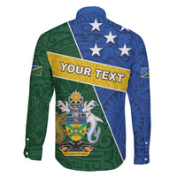 Personalised Solomon Islands Independence Day Family Matching Tank Maxi Dress and Hawaiian Shirt With Coat Of Arms