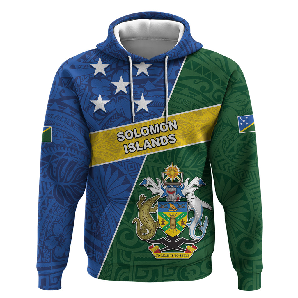 Personalised Solomon Islands Independence Day Hoodie With Coat Of Arms