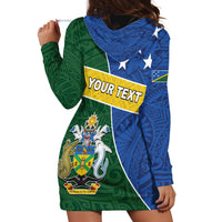 Personalised Solomon Islands Independence Day Hoodie Dress With Coat Of Arms
