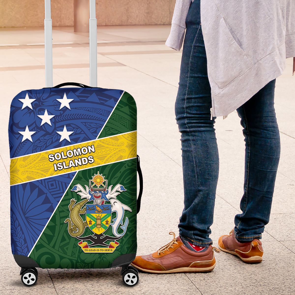 Solomon Islands Independence Day Luggage Cover With Coat Of Arms