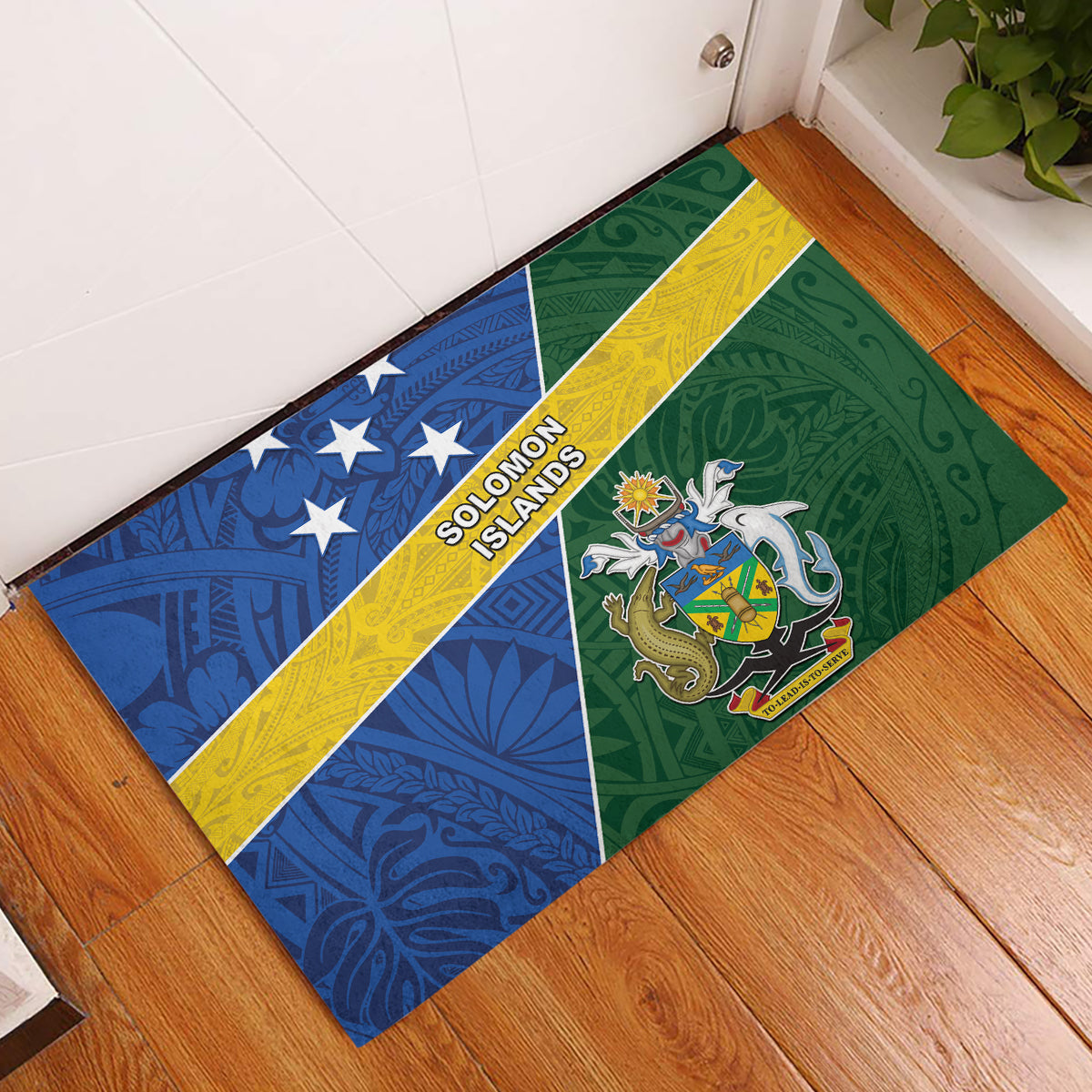 Solomon Islands Independence Day Rubber Doormat With Coat Of Arms