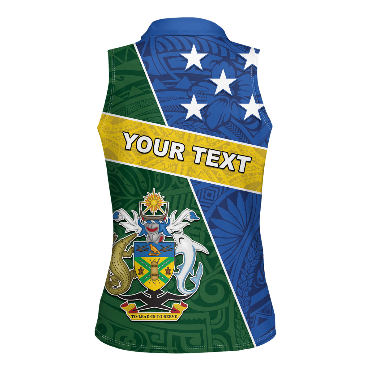 Personalised Solomon Islands Independence Day Women Sleeveless Polo Shirt With Coat Of Arms