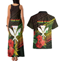 Personalized Hawaii Born and Raised Couples Matching Tank Maxi Dress and Hawaiian Shirt Kanaka Maoli Flag Day