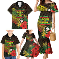 Personalized Hawaii Born and Raised Family Matching Mermaid Dress and Hawaiian Shirt Kanaka Maoli Flag Day