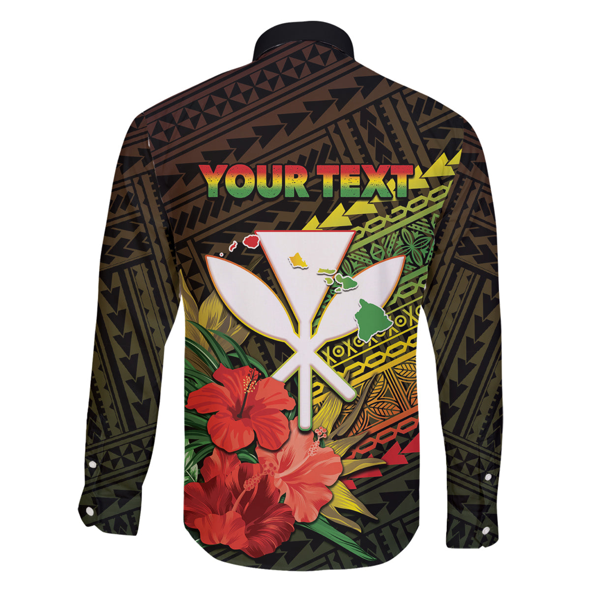 Personalized Hawaii Born and Raised Family Matching Off The Shoulder Long Sleeve Dress and Hawaiian Shirt Kanaka Maoli Flag Day