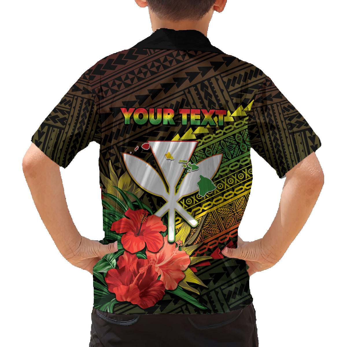 Personalized Hawaii Born and Raised Family Matching Off Shoulder Short Dress and Hawaiian Shirt Kanaka Maoli Flag Day LT05 - Polynesian Pride