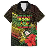 Personalized Hawaii Born and Raised Family Matching Off Shoulder Short Dress and Hawaiian Shirt Kanaka Maoli Flag Day LT05 Dad's Shirt - Short Sleeve Reggae - Polynesian Pride